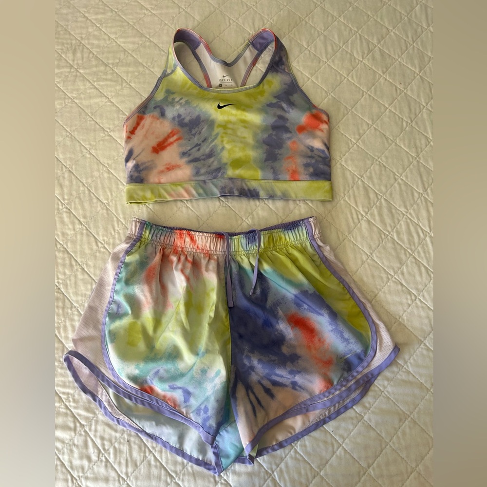 Nike Tie-Dye Sports Bra and Shorts Set